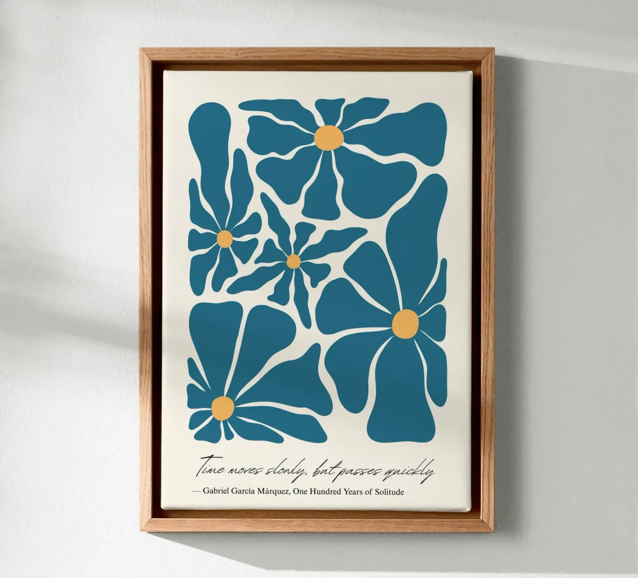 Gabriel García Márquez "Time Moves Slowly" Abstract Floral canvas with Floater frame by vintagepod