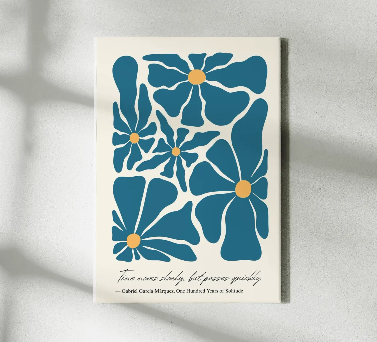 Gabriel García Márquez "Time Moves Slowly" Abstract Floral canvas with Floater frame by vintagepod