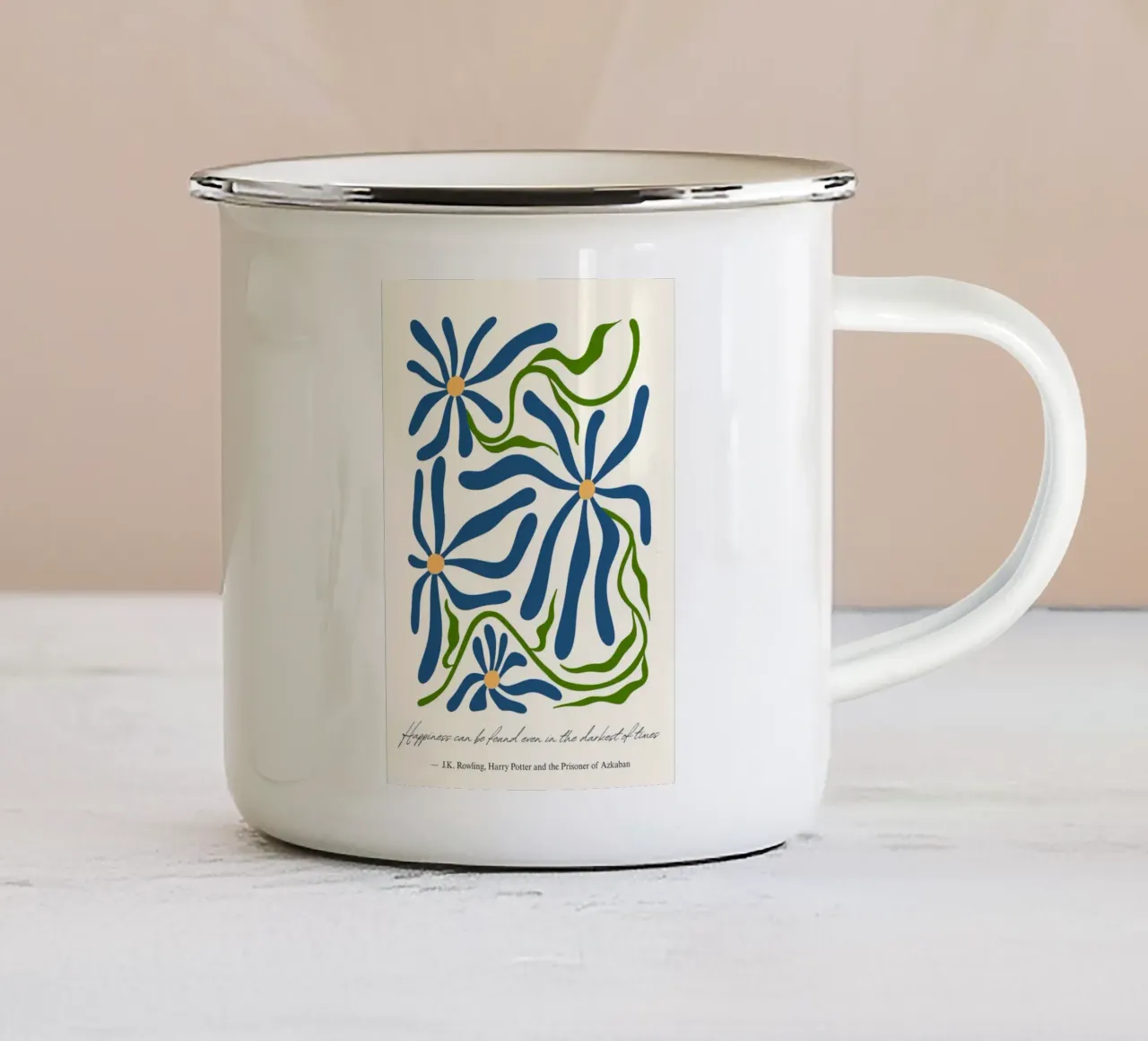 Arte floreale di Harry Potter "Felicità" di J.K. Rowling tazza in smalto da vintagepod