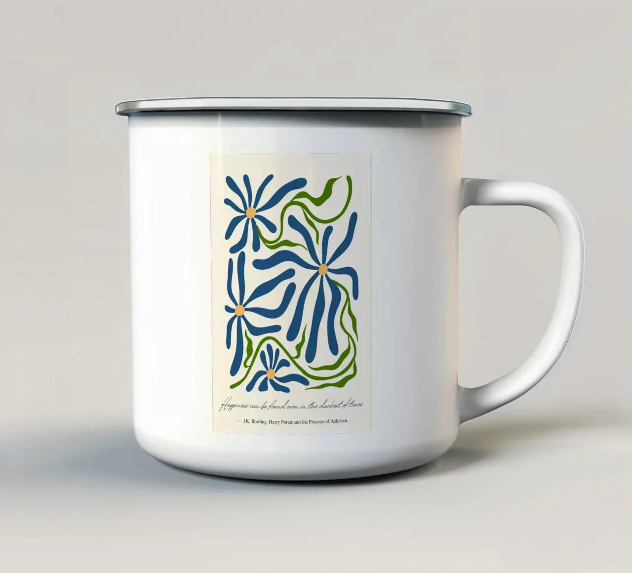 Arte floreale di Harry Potter "Felicità" di J.K. Rowling tazza in smalto da vintagepod
