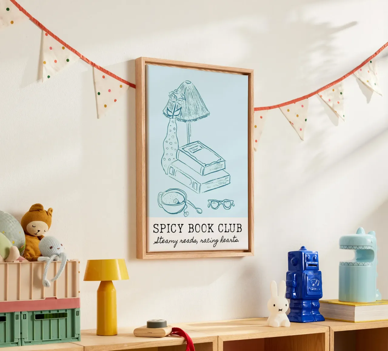 Club del libro piccante - Letture appassionate e poster per cuori in corsa tela con Cornice a cassetta da vintagepod