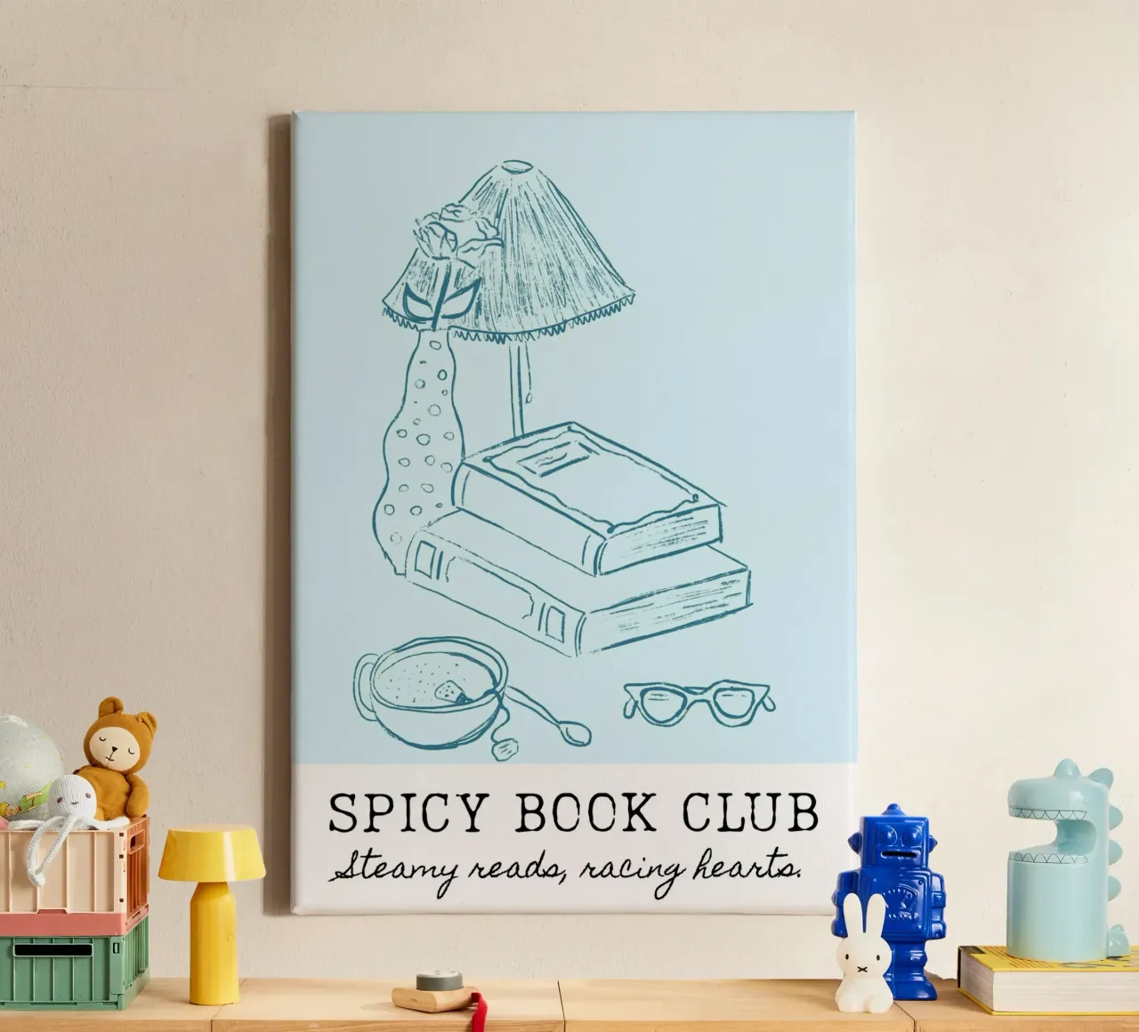 Club del libro piccante - Letture appassionate e poster per cuori in corsa tela con Cornice a cassetta da vintagepod