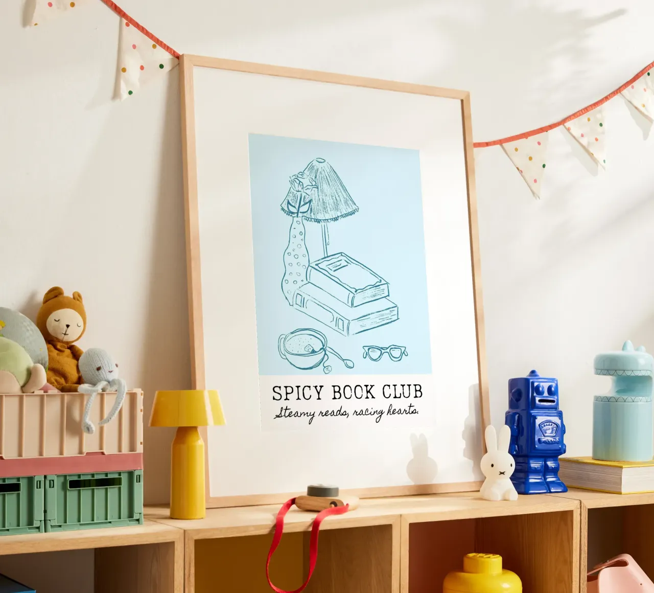 Club del libro piccante - Letture appassionate e poster per cuori in corsa poster con telaio in plastica da vintagepod