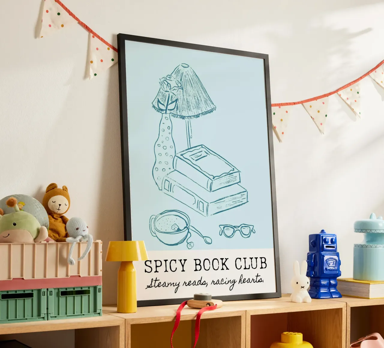 Club del libro piccante - Letture appassionate e poster per cuori in corsa poster con telaio in plastica da vintagepod