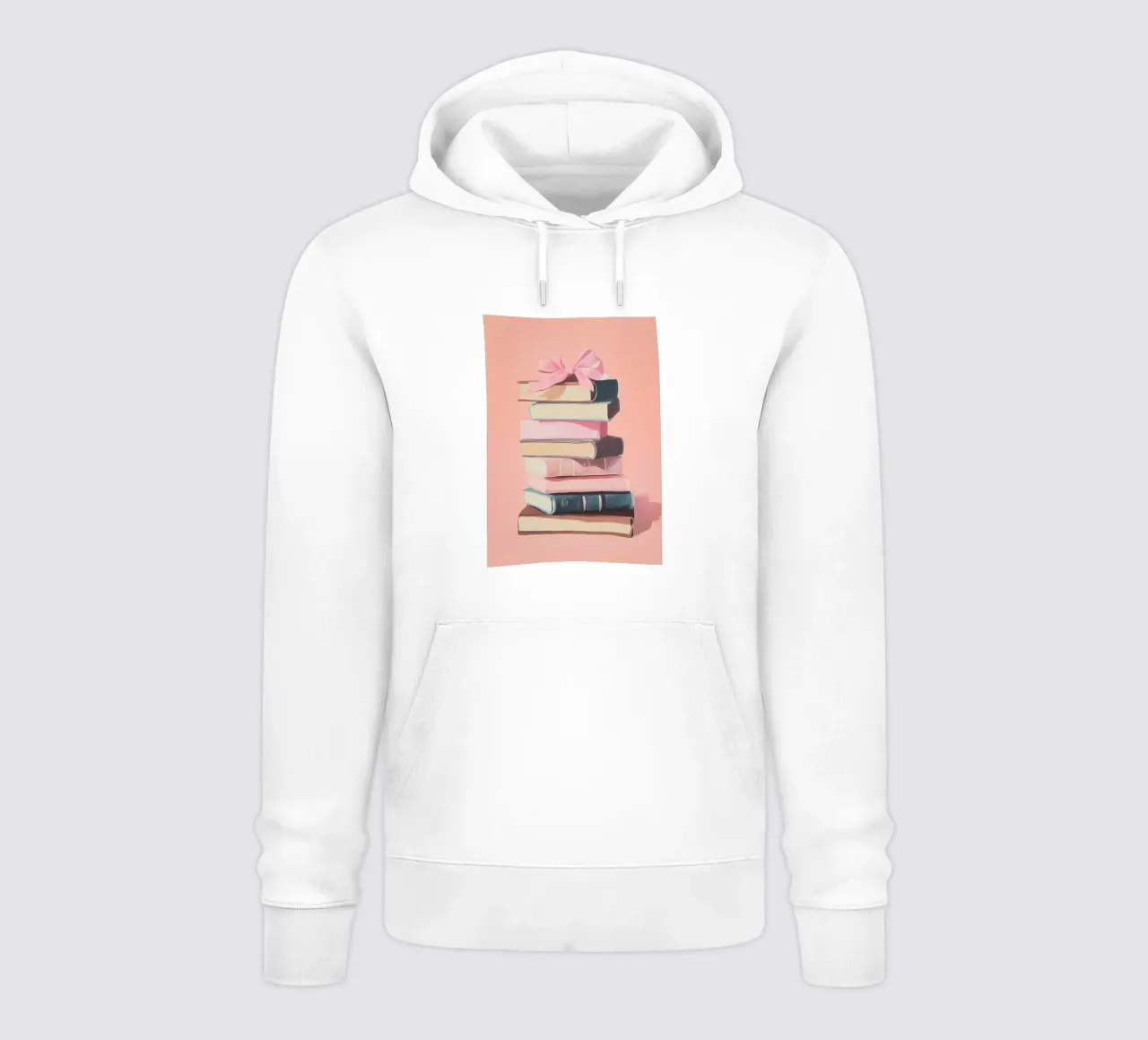 Pila di libri con fiocco rosa - Regalo libro in pastello felpa con cappuccio da vintagepod
