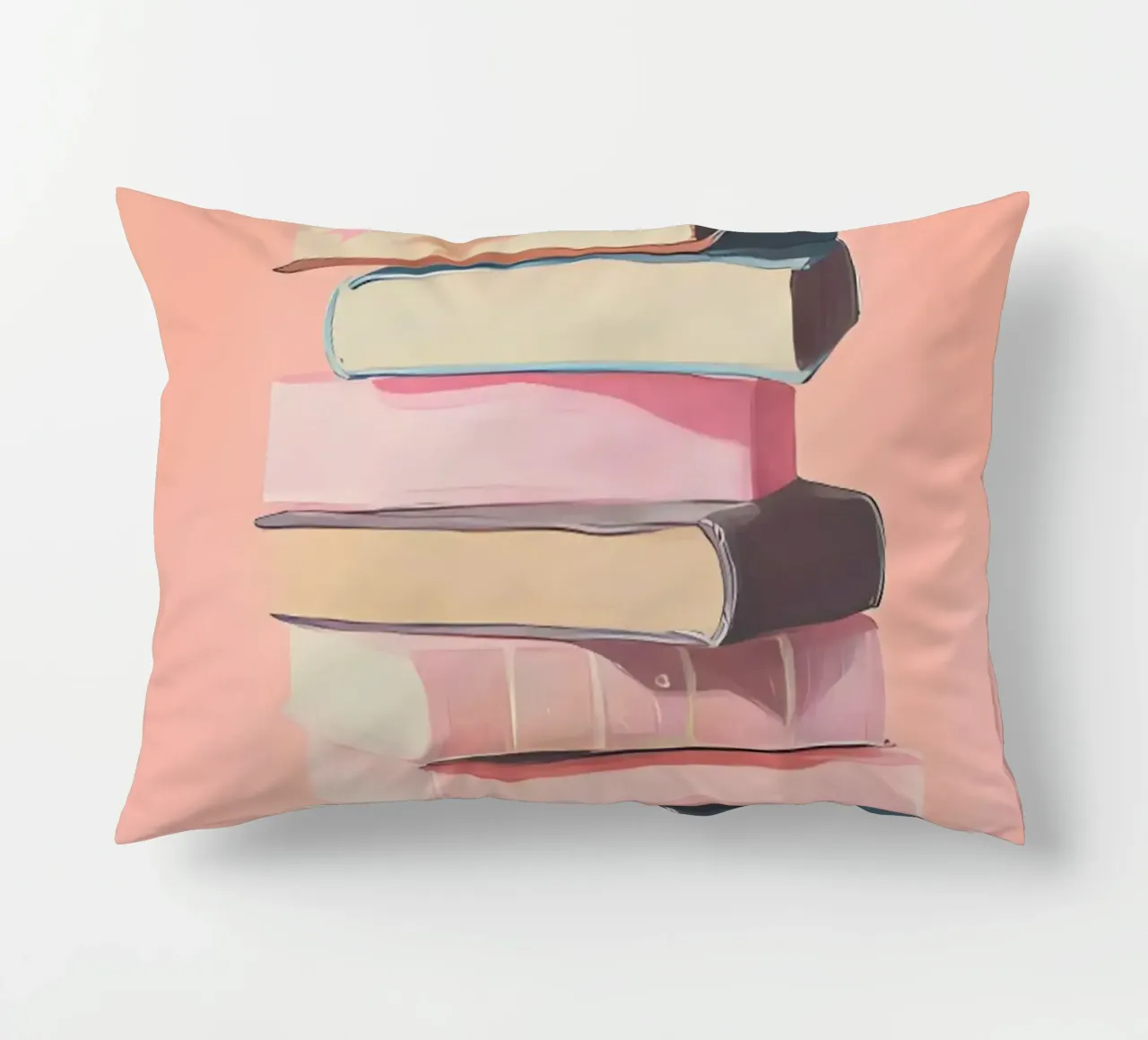 Pila di libri con fiocco rosa - Regalo libro in pastello cuscino da vintagepod