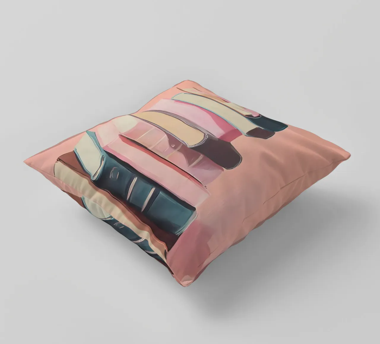 Pila di libri con fiocco rosa - Regalo libro in pastello cuscino da vintagepod