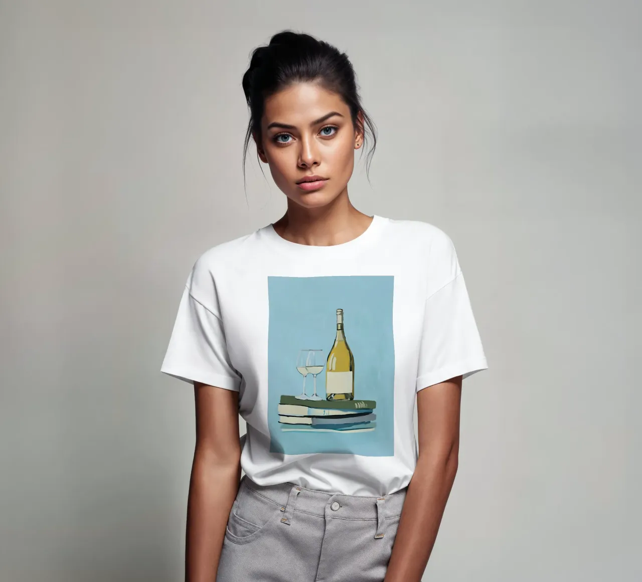 Vino y libros - Bodegón de tarde relajante camiseta de vintagepod