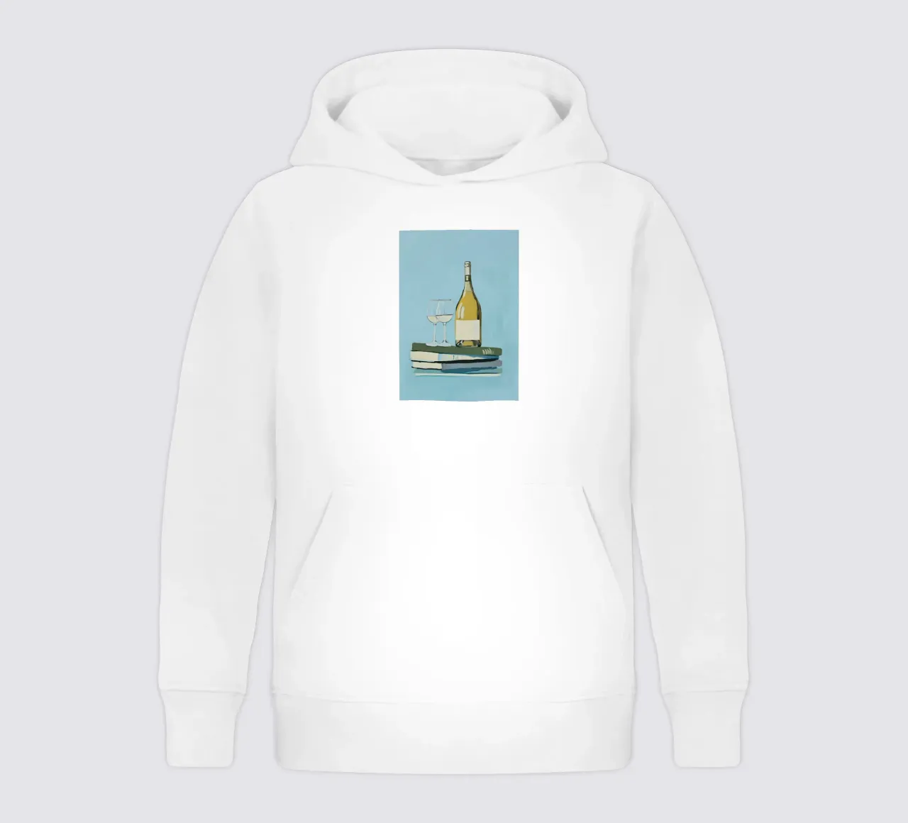 Wein und Bücher - Entspannendes Abendstillleben Kinder Hoodie von vintagepod