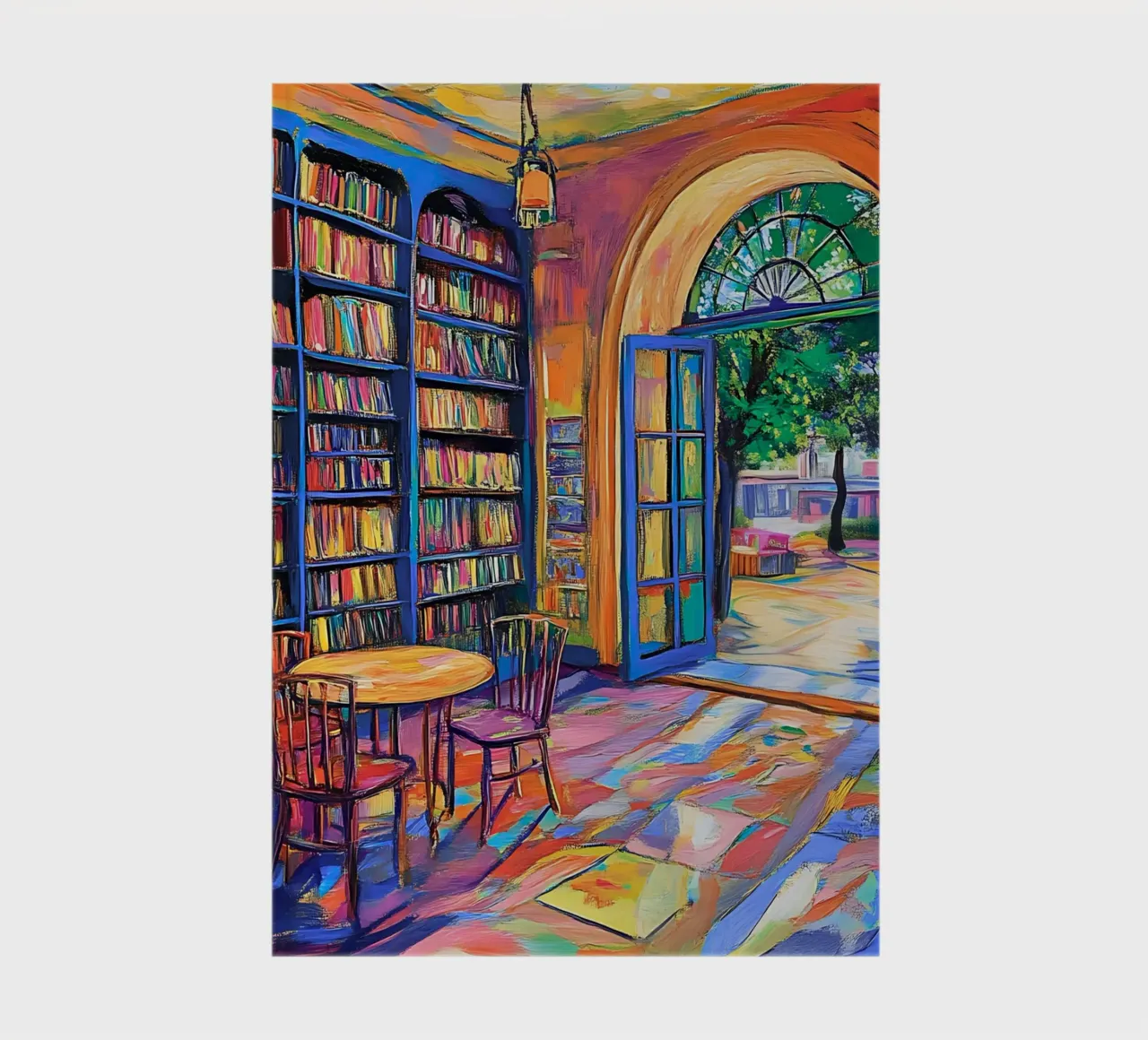 Vibrant Library and Garden - Expressionist Art Print notebook by vintagepod