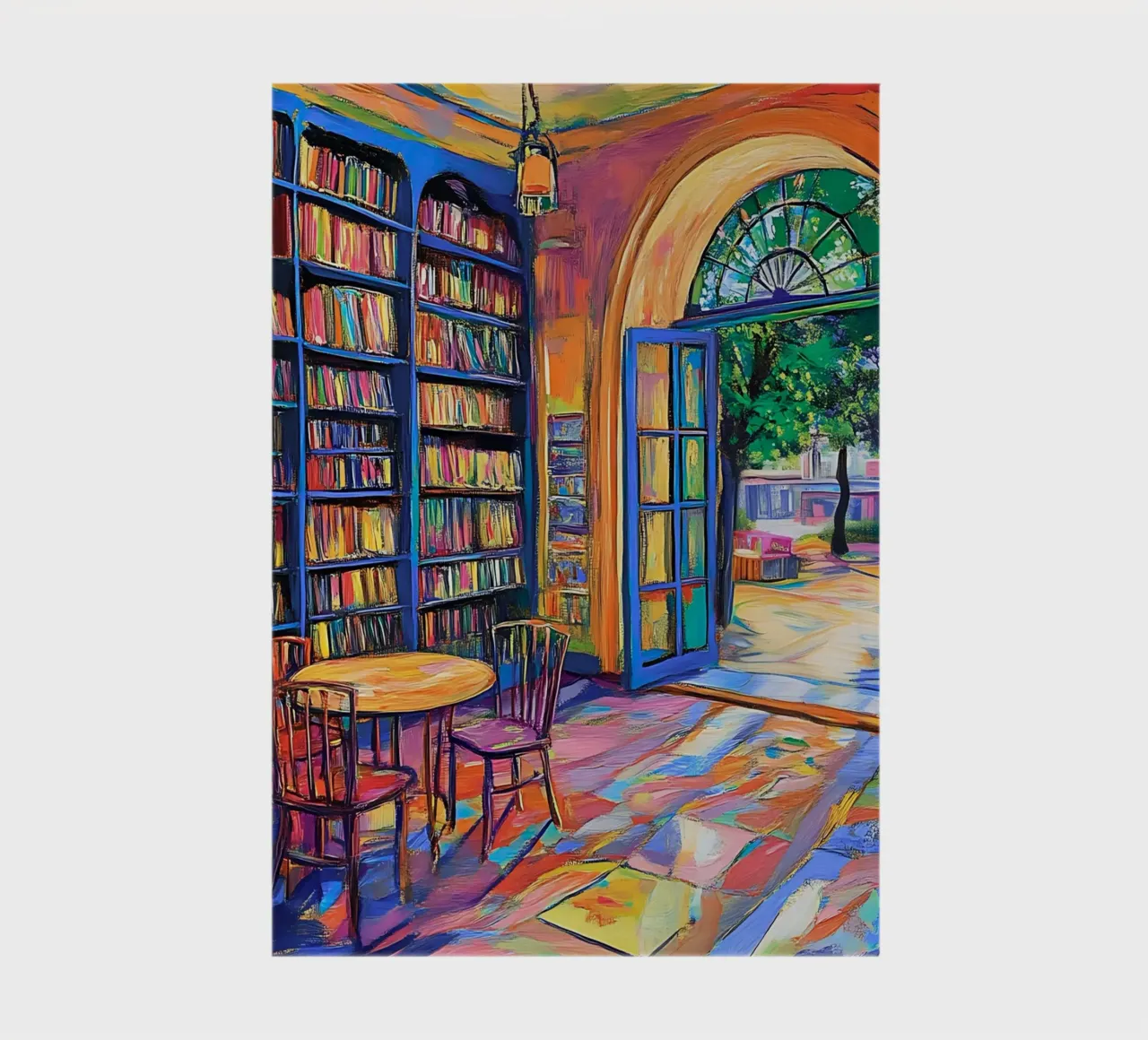 Vibrant Library and Garden - Expressionist Art Print notebook by vintagepod