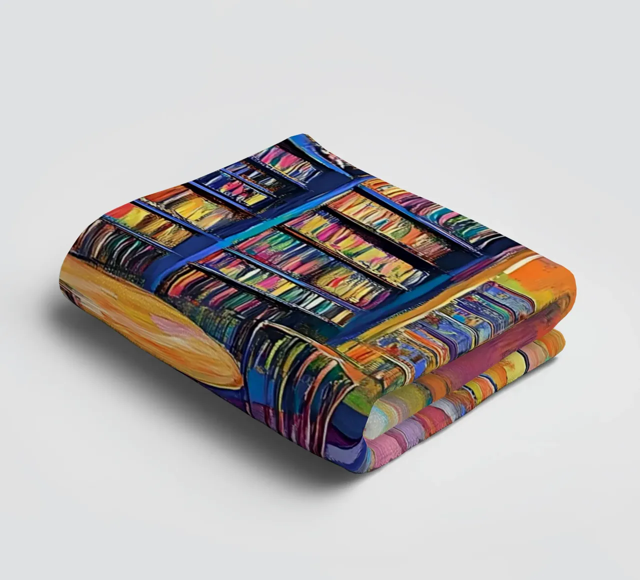 Vibrant Library and Garden - Expressionist Art Print towel by vintagepod