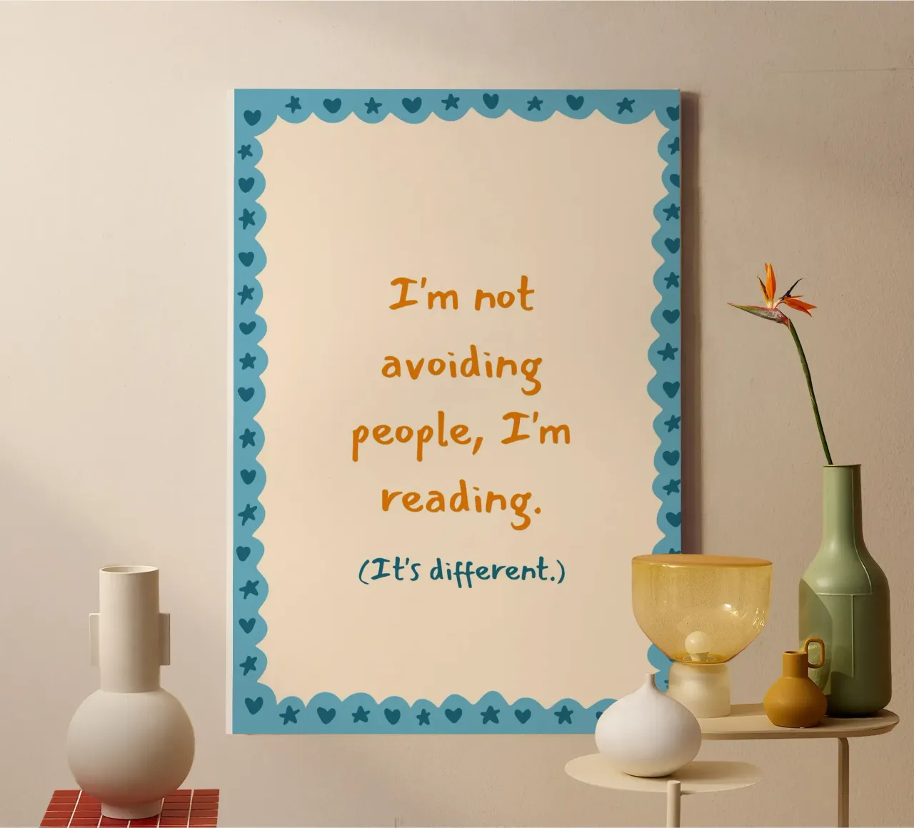 "Not Avoiding People, Just Reading" Humorous Poster canvas with Floater frame by vintagepod