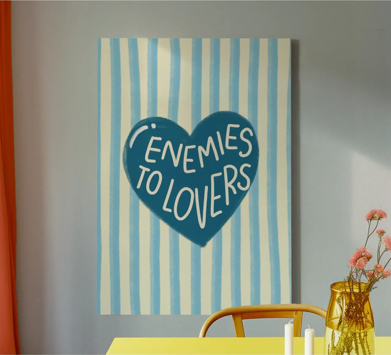 "Feinde zu Liebenden" Romantik Trope Herz Kunst Leinwand mit Schattenfugenrahmen von vintagepod