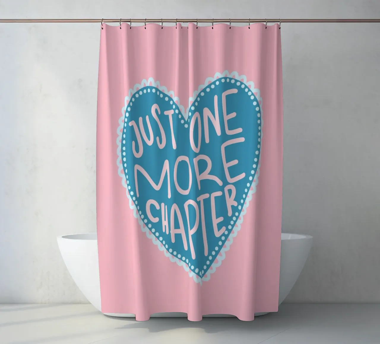 Affiche de lecture "Un chapitre de plus" en forme de cœur rideau de douche de vintagepod