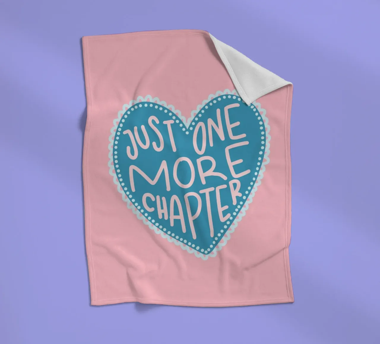 Affiche de lecture "Un chapitre de plus" en forme de cœur plaid polaire de vintagepod