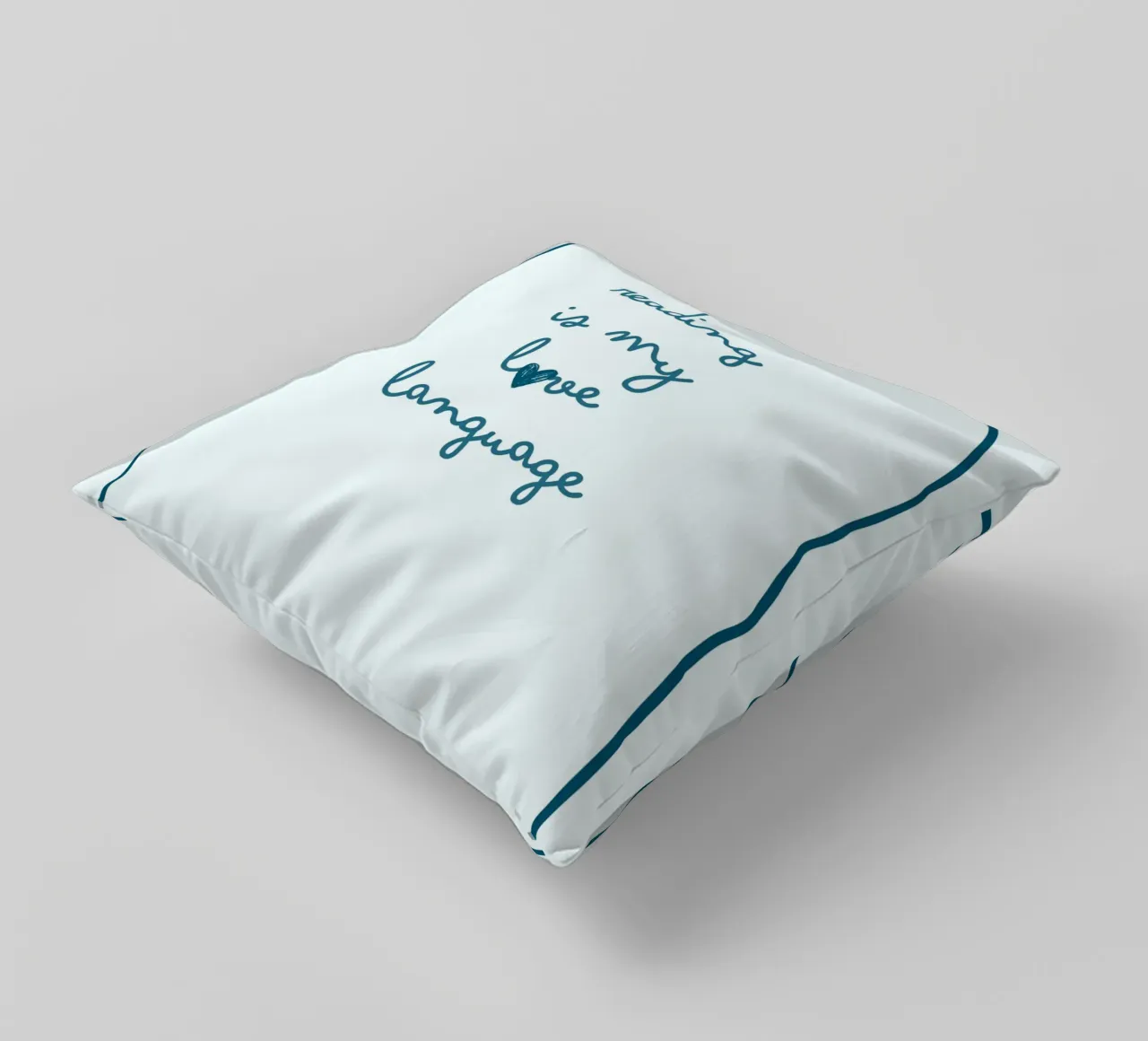 Affiche "Reading Is My Love Language" (La lecture est ma langue d'amour) avec nœud bleu coussin de vintagepod