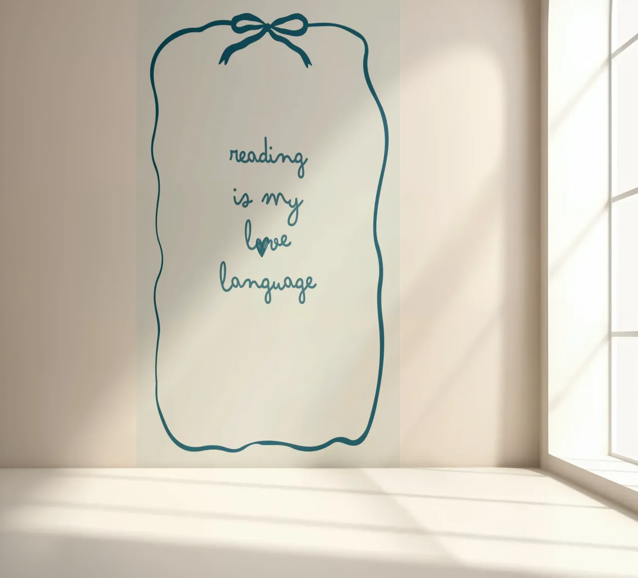Affiche "Reading Is My Love Language" (La lecture est ma langue d'amour) avec nœud bleu papier peint photo de vintagepod