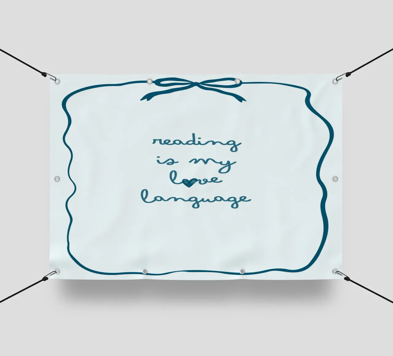 Affiche "Reading Is My Love Language" (La lecture est ma langue d'amour) avec nœud bleu bâche pvc de vintagepod