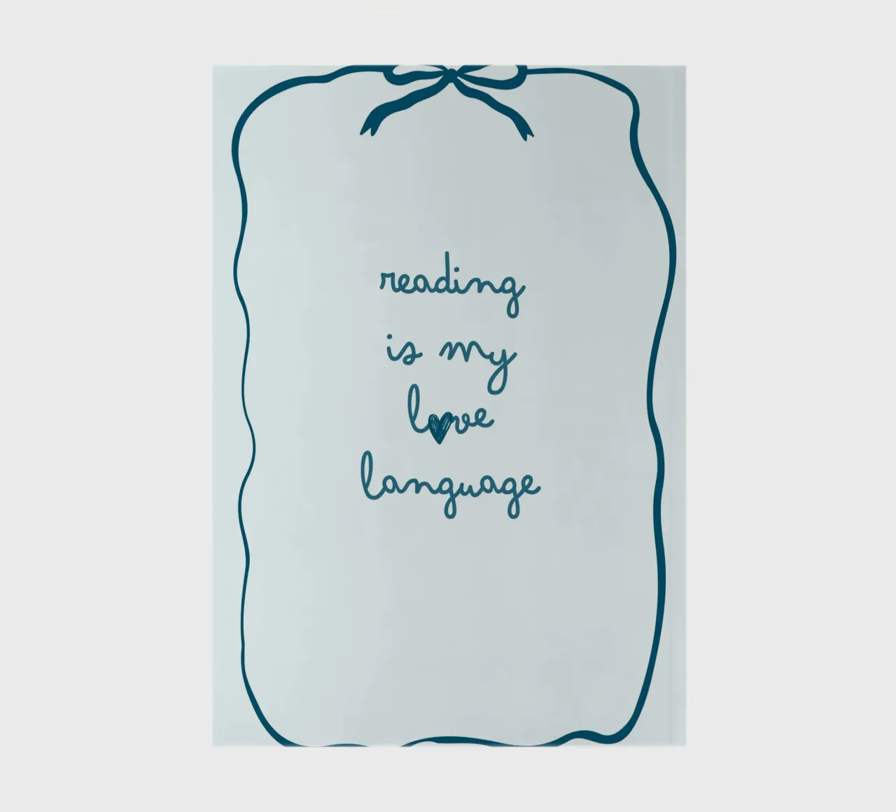 Affiche "Reading Is My Love Language" (La lecture est ma langue d'amour) avec nœud bleu carnet de notes de vintagepod