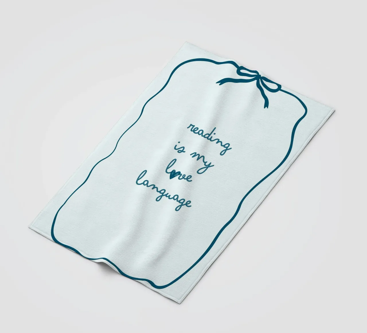 Affiche "Reading Is My Love Language" (La lecture est ma langue d'amour) avec nœud bleu plaid polaire de vintagepod
