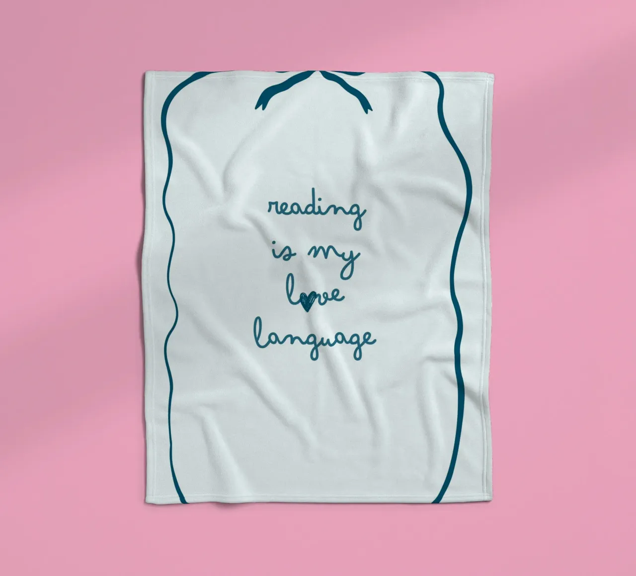Affiche "Reading Is My Love Language" (La lecture est ma langue d'amour) avec nœud bleu plaid polaire de vintagepod