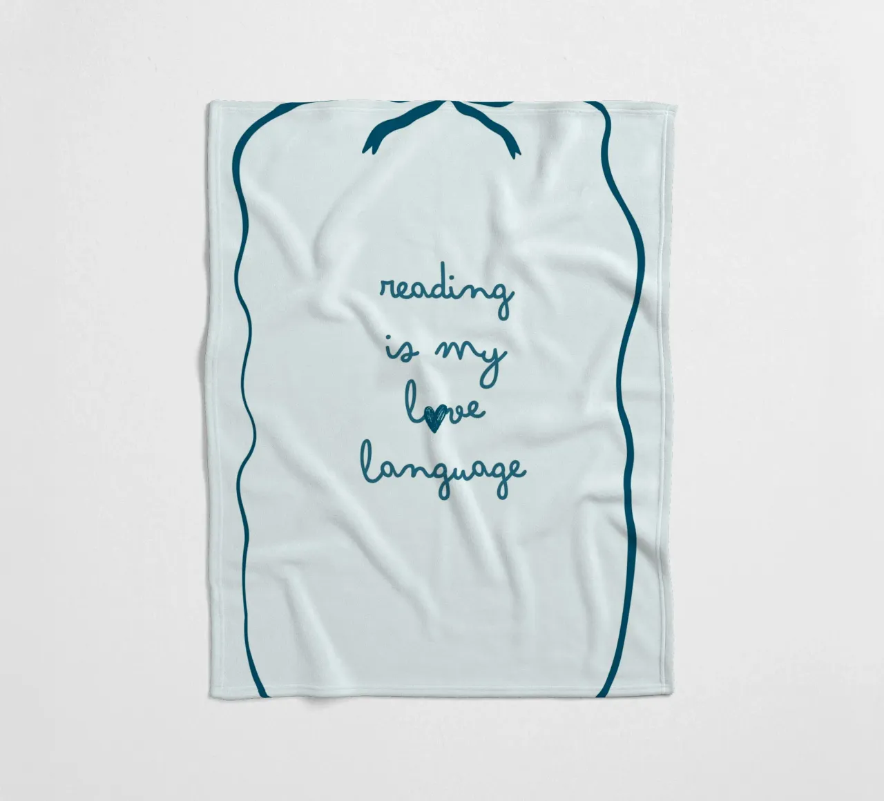 Affiche "Reading Is My Love Language" (La lecture est ma langue d'amour) avec nœud bleu plaid polaire de vintagepod