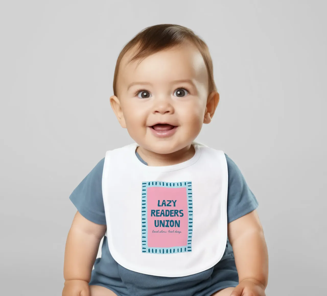 Lazy Readers Union - Read Slow. Feel Deep. Poster baby bib by vintagepod