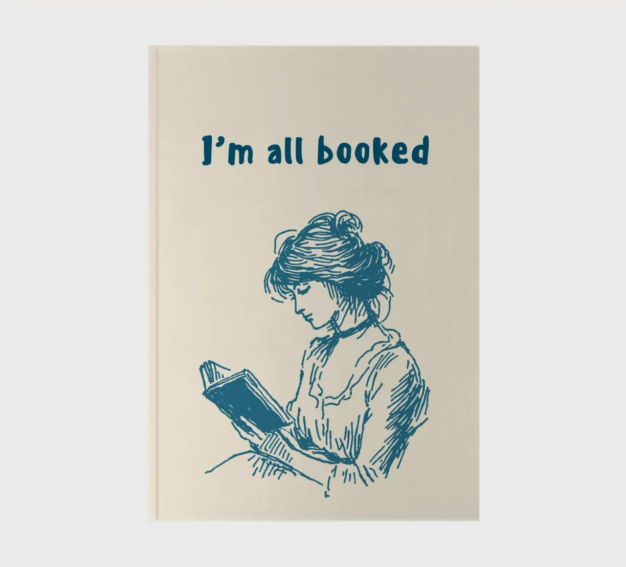 "I'm All Booked" Vintage Reader Illustration Poster notebook by vintagepod