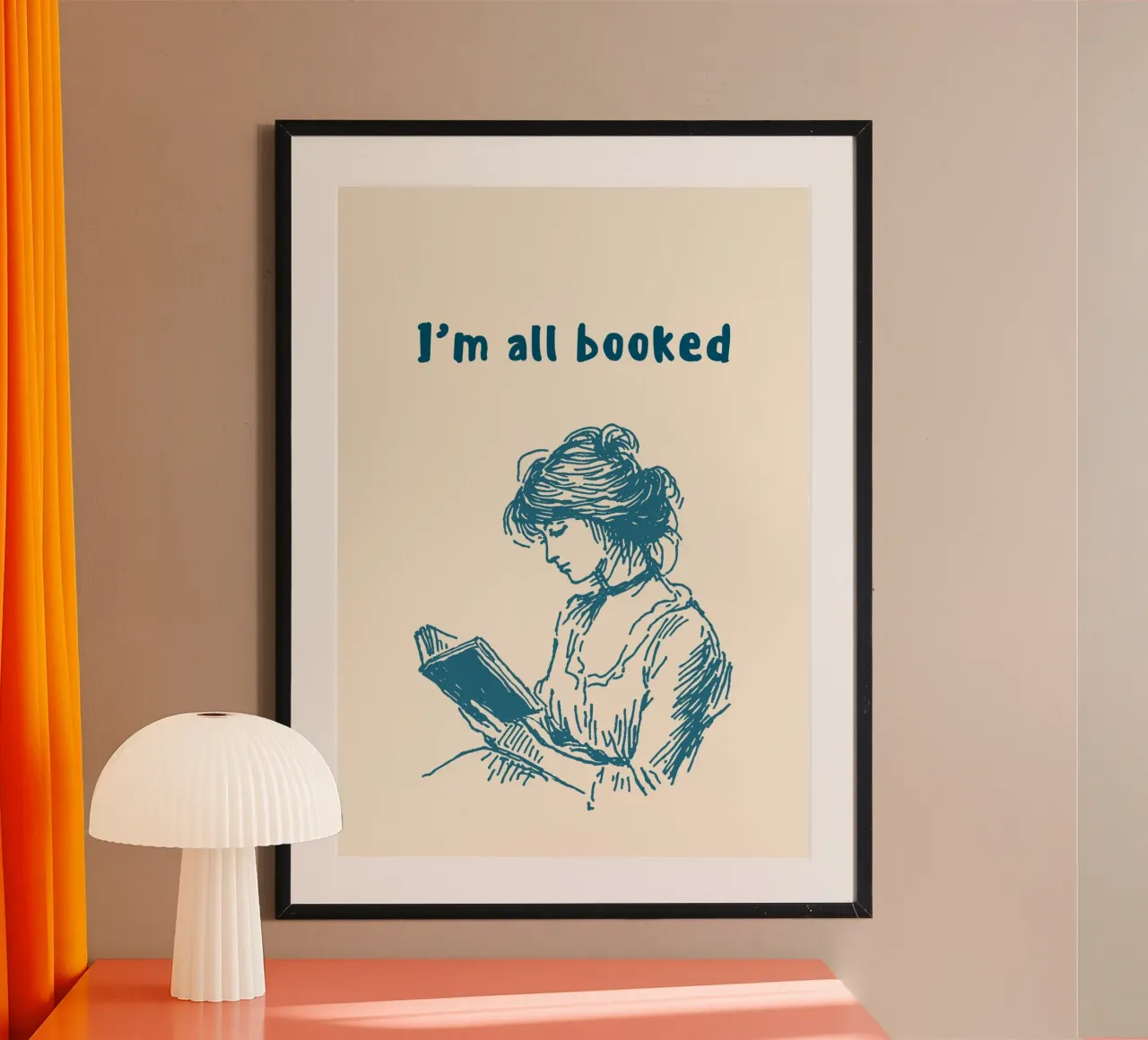 "I'm All Booked" Affiche d'illustration d'un lecteur d'époque hahnemühle de vintagepod