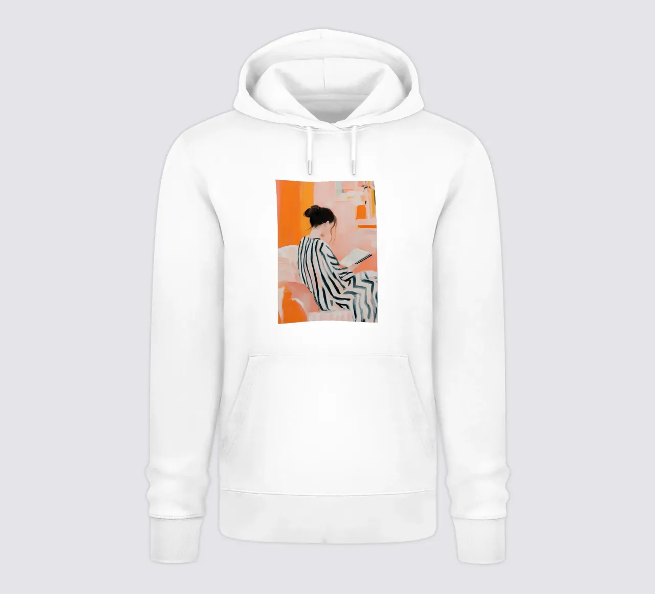 Lectura Abstracta Mujer - Serenidad Naranja y Rayas sudadera con capucha de vintagepod