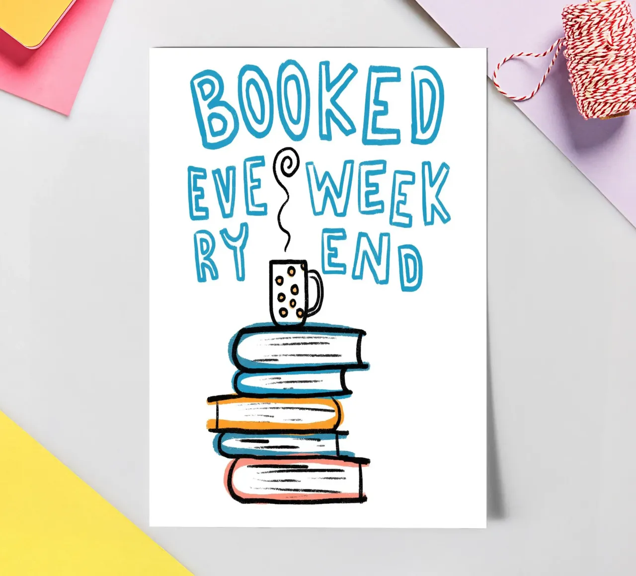 Affiche "Booked Every Weekend" pour une lecture confortable planche autocollant de vintagepod