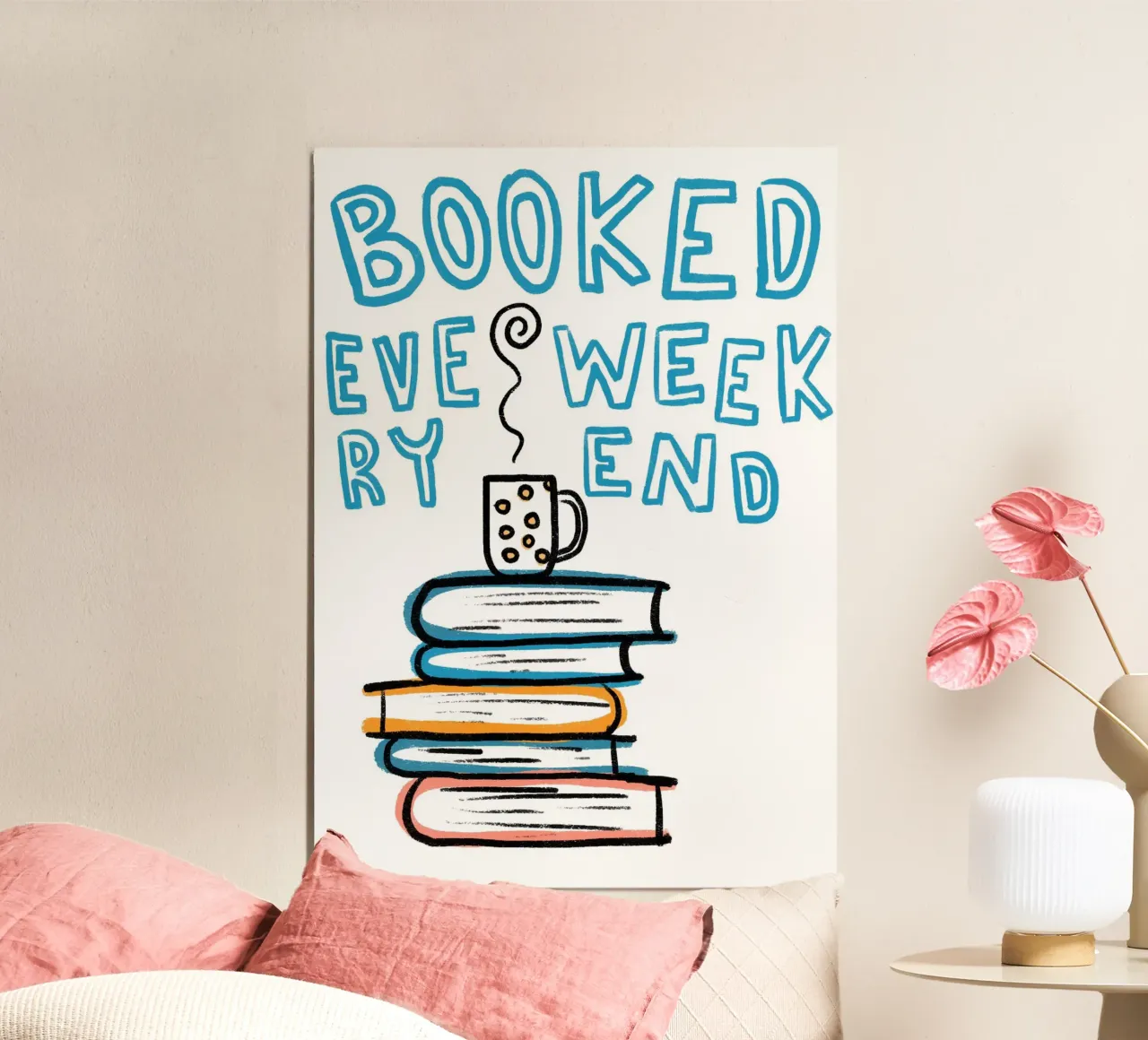 Affiche "Booked Every Weekend" pour une lecture confortable alu dibond de vintagepod