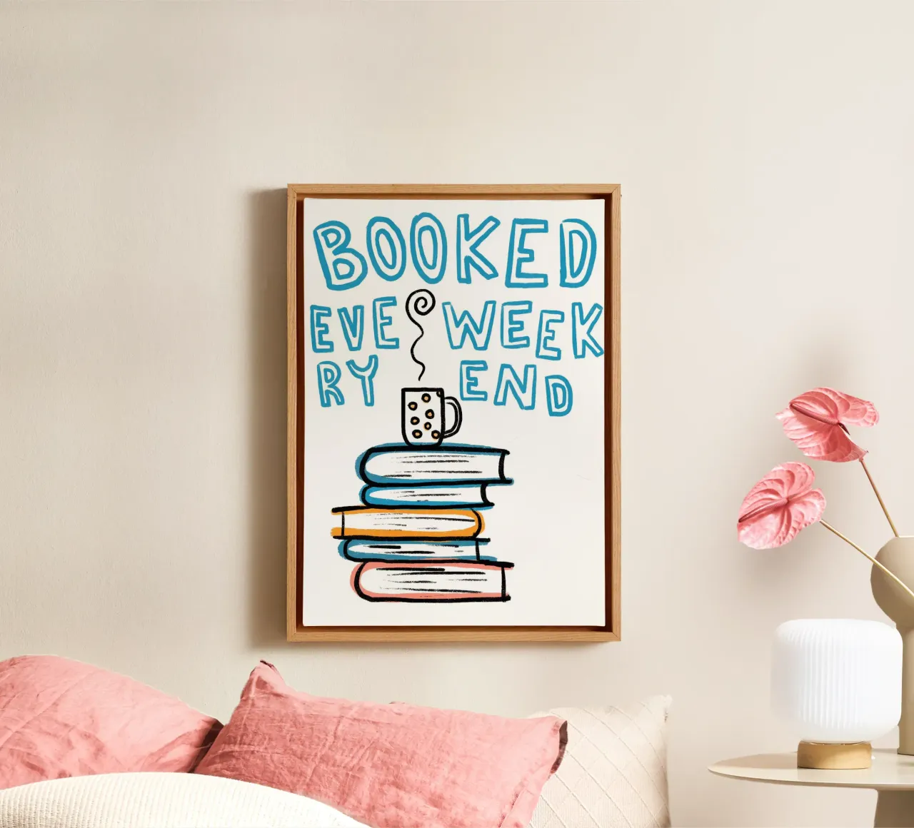 Affiche "Booked Every Weekend" pour une lecture confortable toile avec Caisse américaine de vintagepod