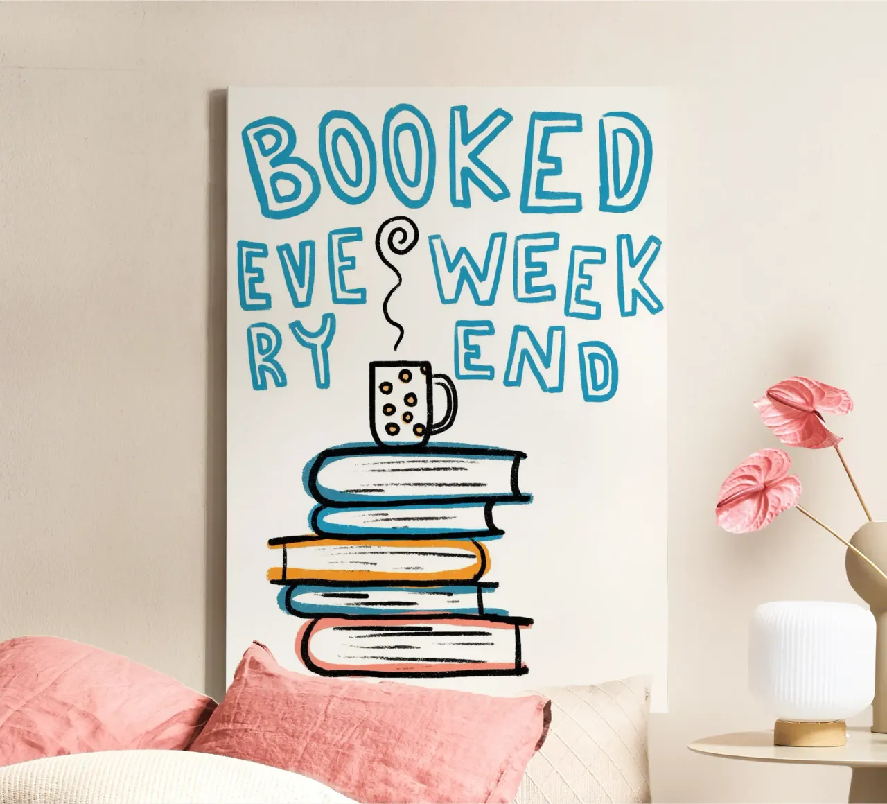 Affiche "Booked Every Weekend" pour une lecture confortable toile avec Caisse américaine de vintagepod