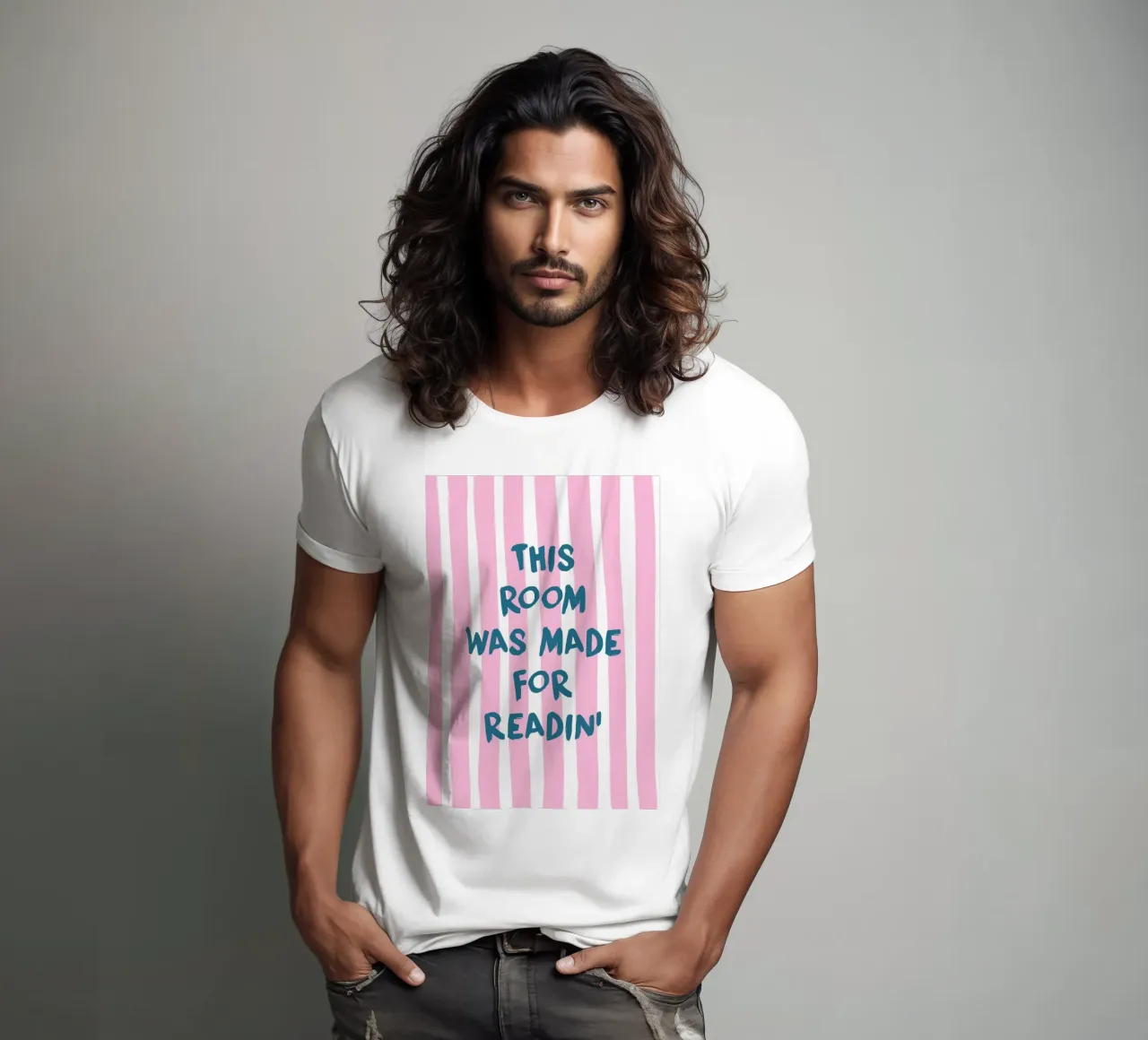 Poster rosa e blu "Questa stanza è stata fatta per leggere". t-shirt da vintagepod