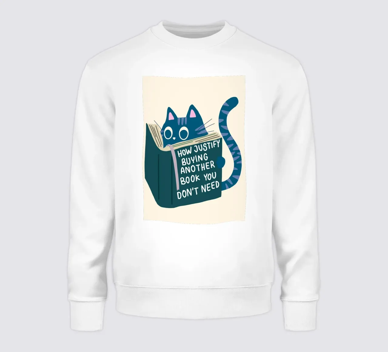 Funny Cat Reading Poster – Book Lover Humor Art Print sweatshirt by vintagepod