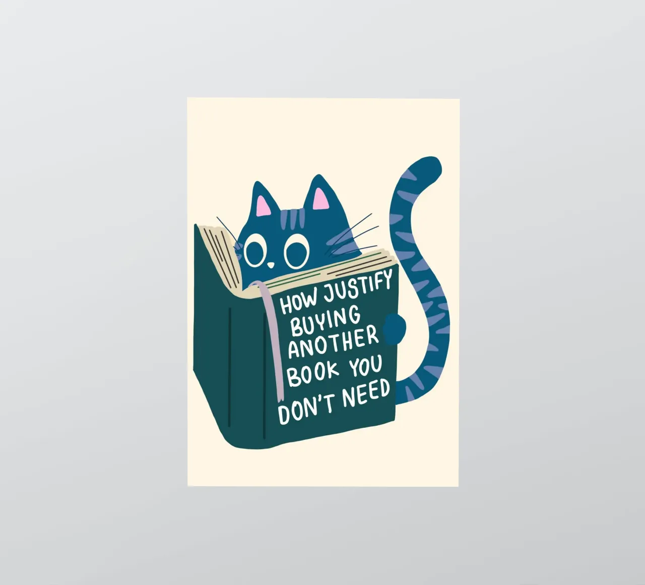 Funny Cat Reading Poster – Book Lover Humor Art Print sticker by vintagepod