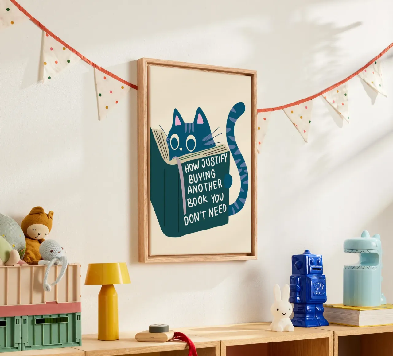 Funny Cat Reading Poster – Book Lover Humor Art Print canvas by vintagepod