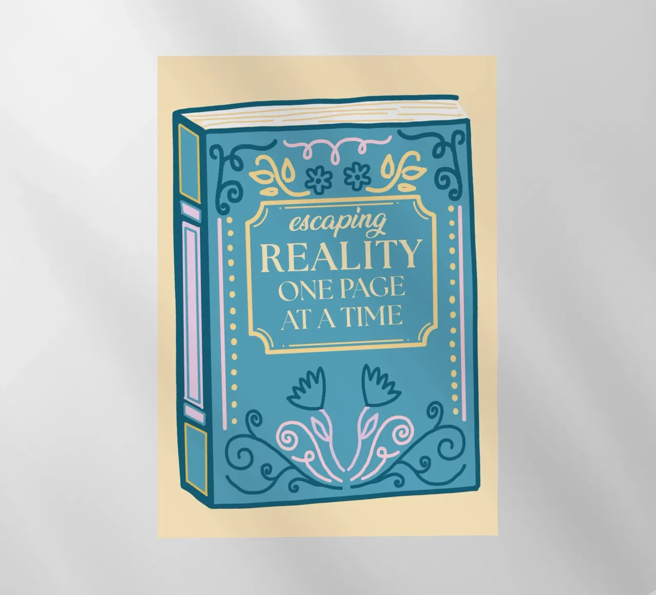 Whimsical Book Art – Escaping Reality Quote Poster backlit film by vintagepod