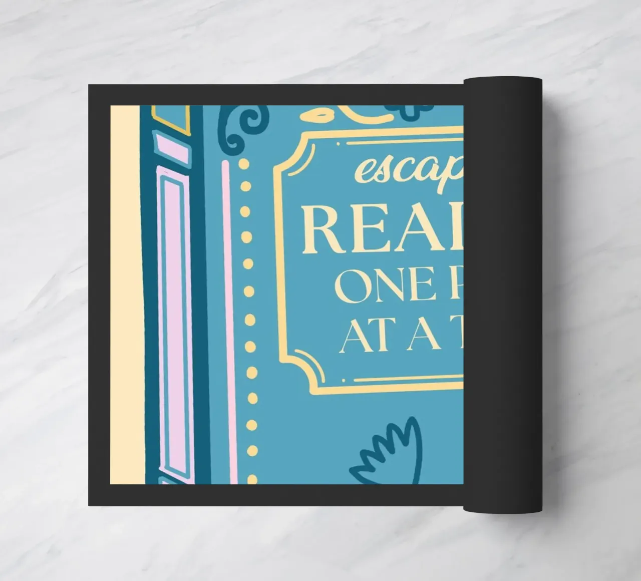 Whimsical Book Art – Escaping Reality Quote Poster doormat by vintagepod