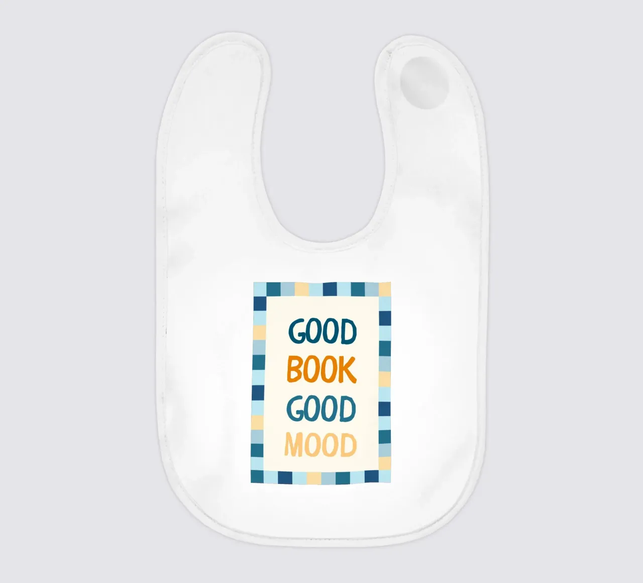 "Good Book Good Mood" Typography Poster - Reading Aesthetic baby bib by vintagepod