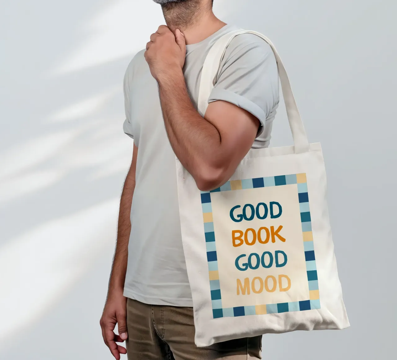 "Good Book Good Mood" Typography Poster - Reading Aesthetic tote bag by vintagepod