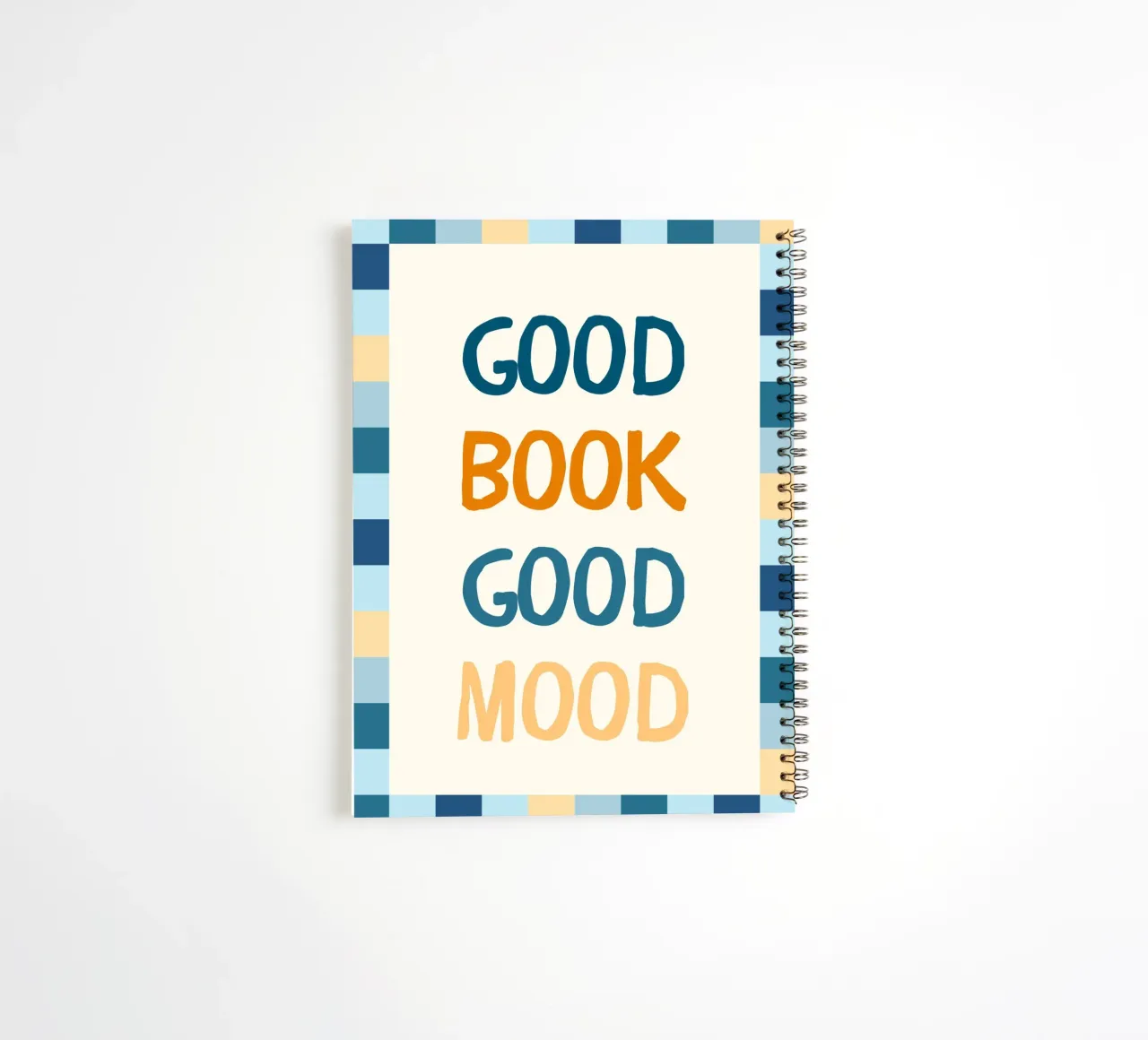 "Good Book Good Mood" Typography Poster - Reading Aesthetic spiral notebook by vintagepod