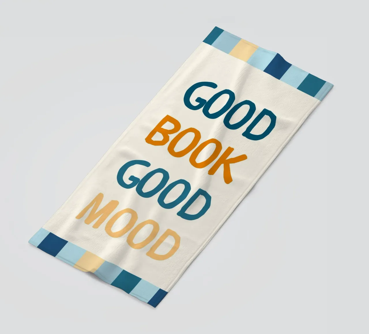 "Good Book Good Mood" Typography Poster - Reading Aesthetic beach towel by vintagepod