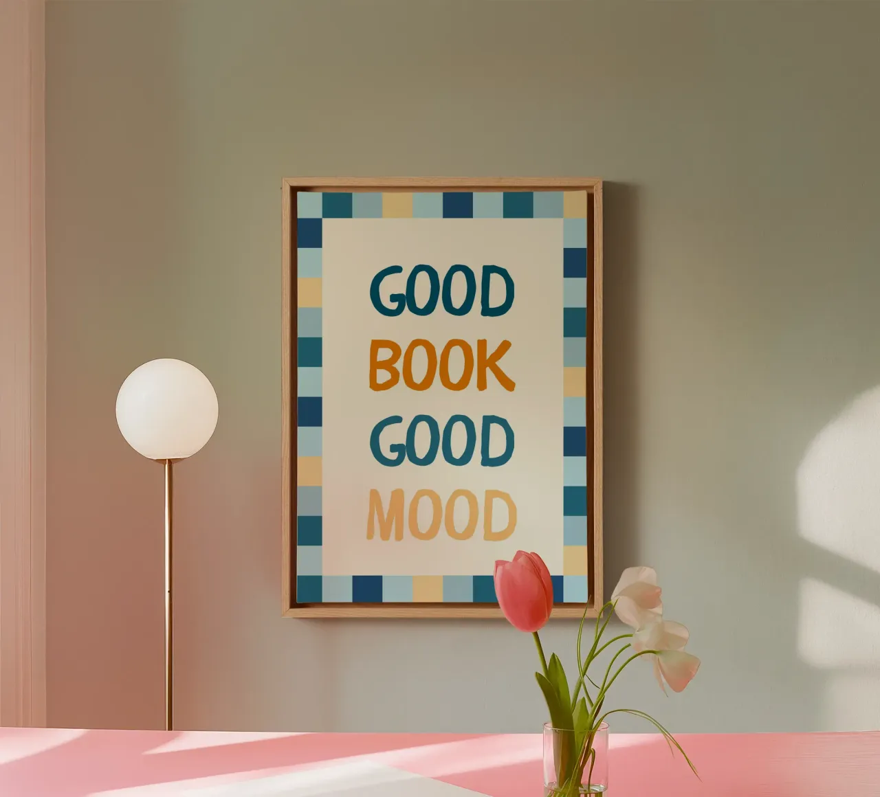 "Good Book Good Mood" Typography Poster - Reading Aesthetic canvas by vintagepod