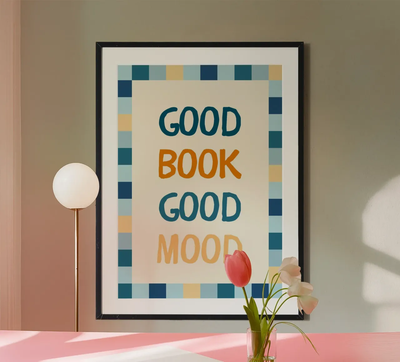 Poster tipografico "Good Book Good Mood" - Estetica della lettura poster da vintagepod