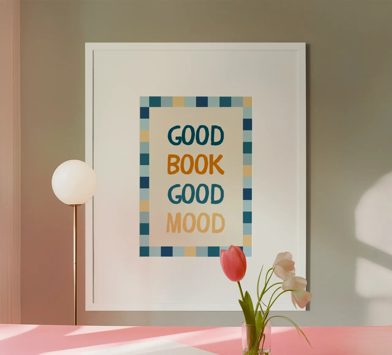 Poster tipografico "Good Book Good Mood" - Estetica della lettura poster da vintagepod