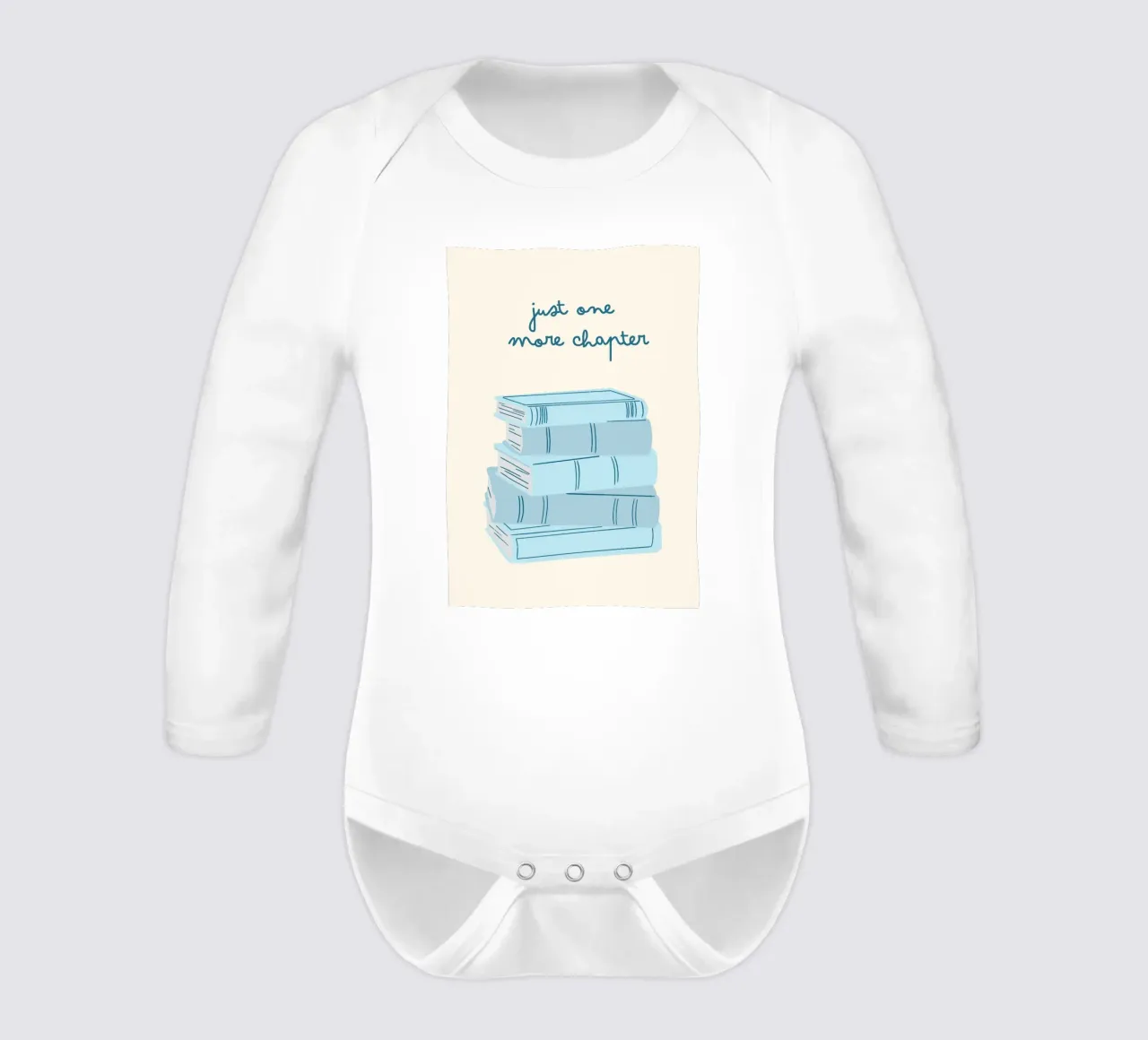 "Just One More Chapter" Book Stack Art Print long-sleeve baby romper by vintagepod