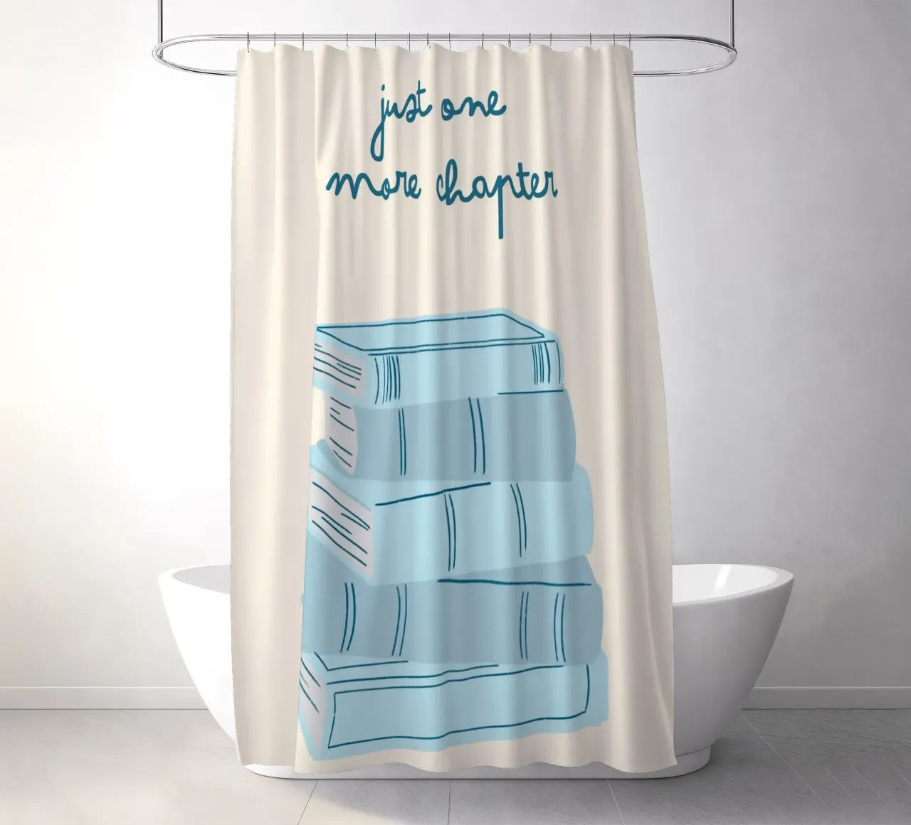Impression d'art "Juste un chapitre de plus" - pile de livres rideau de douche de vintagepod